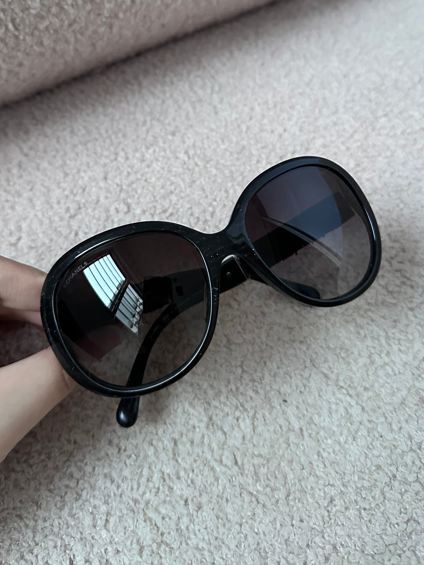 Chanel Vintage Oversized CC Logo Felt Sunglasses