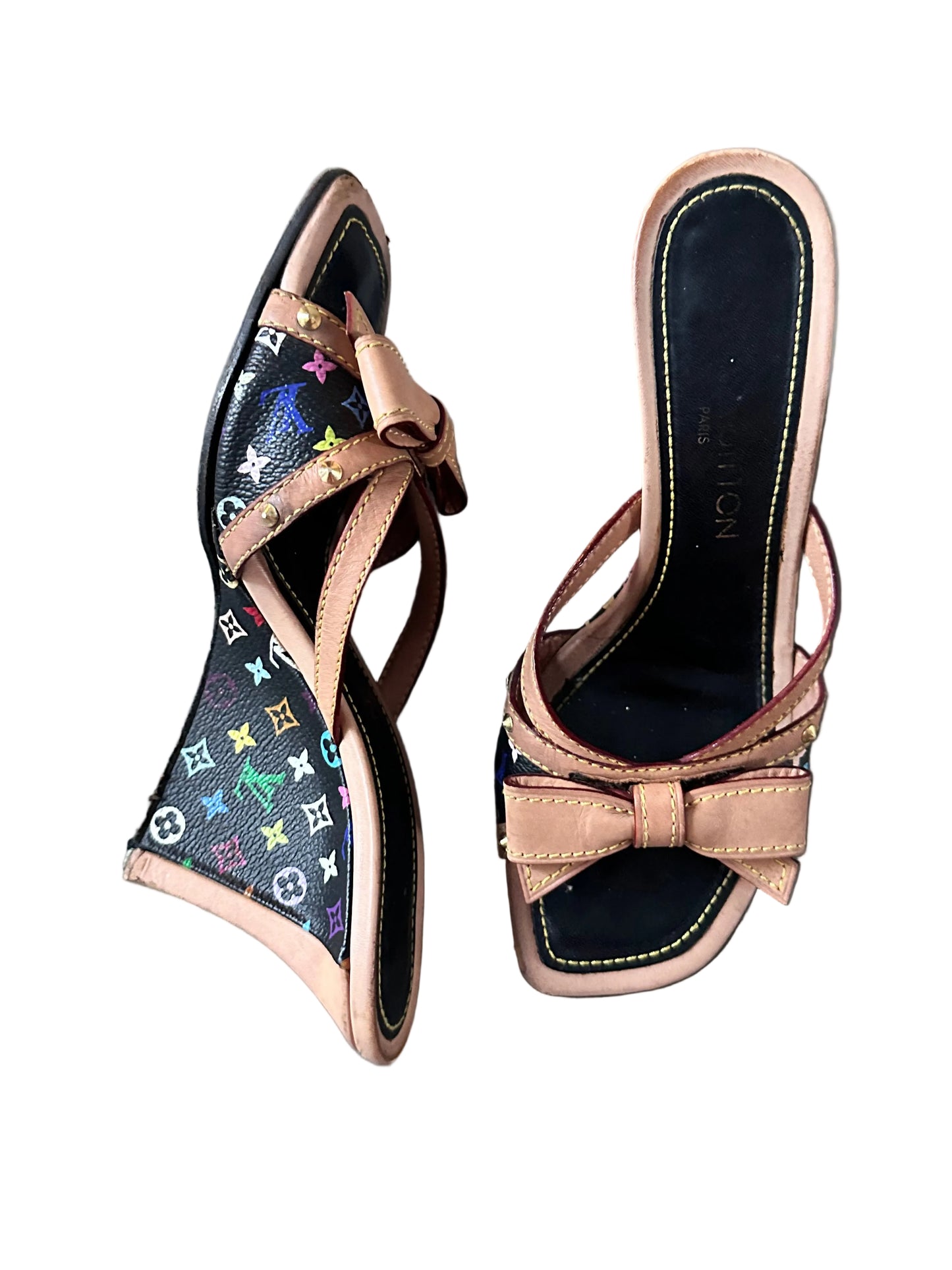 Louis Vuitton 2003 Takashi Murakami Ribbon Mules Heels