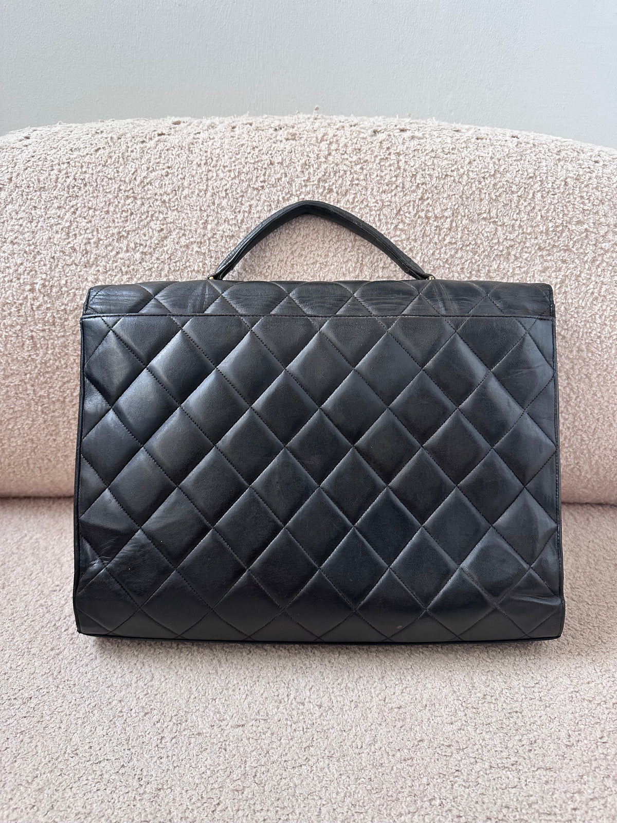 Vintage Chanel Jumbo Briefcase Business Tote Bag Rare Vintage