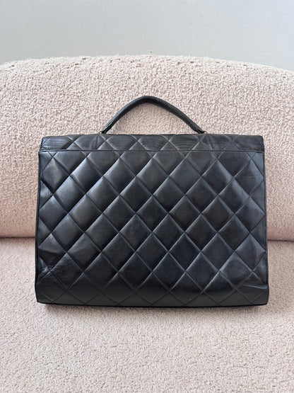 Vintage Chanel Jumbo Briefcase Business Tote Bag Rare Vintage