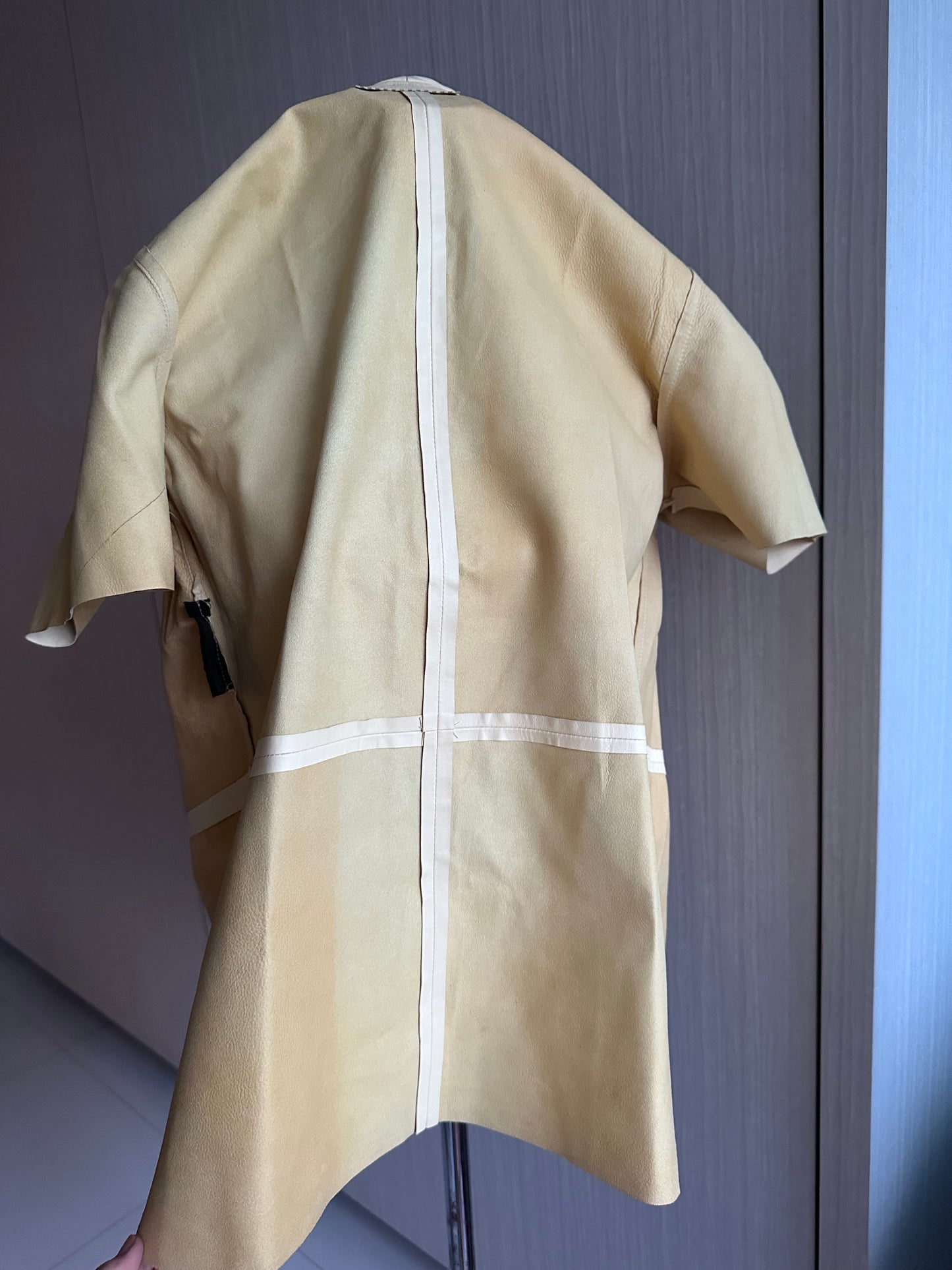 Prada 100% Leather Short Sleeve Collar Shirt Top
