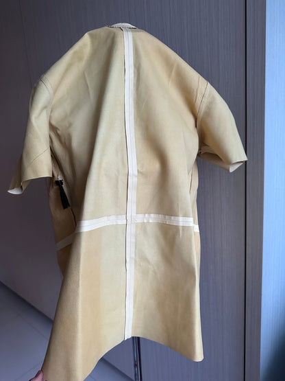 Prada 100% Leather Short Sleeve Collar Shirt Top