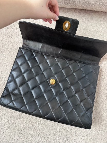 Vintage Chanel Jumbo Briefcase Business Tote Bag Rare Vintage