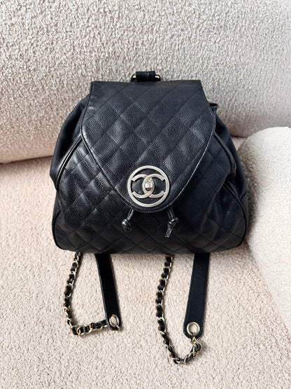 Chanel Caviar Large Vintage Quilted CC Backpack - Black / 24k Gold Plated Hardware