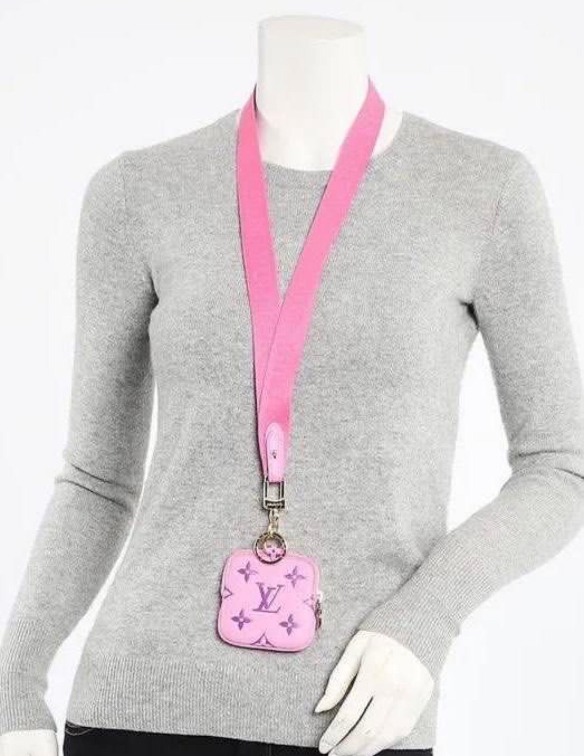 Louis Vuitton Multi Pochette Case Lanyard Pink Monogram