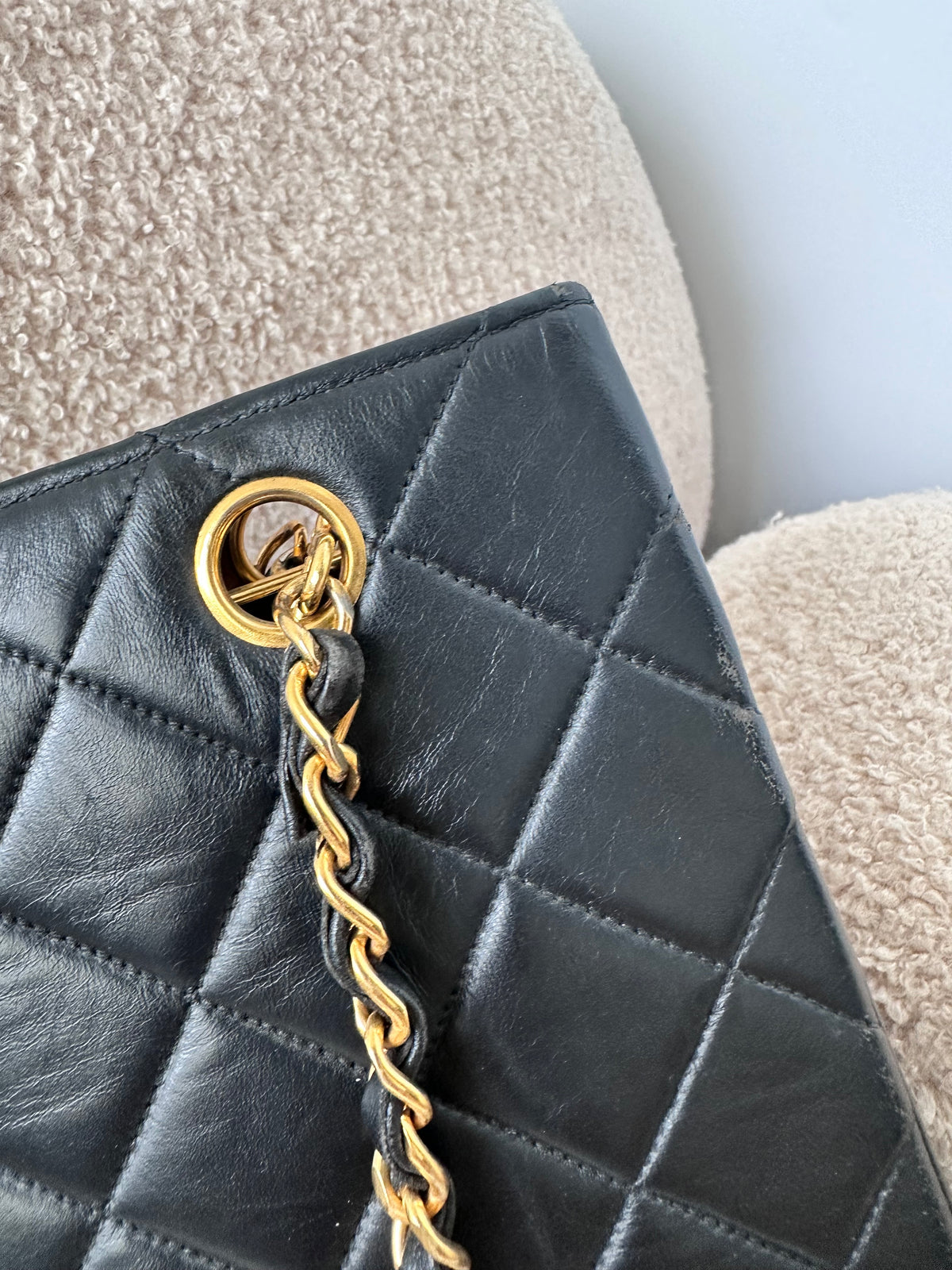 Chanel Vintage Timeless Classic Vertical Quilted Shopping Tote Bag