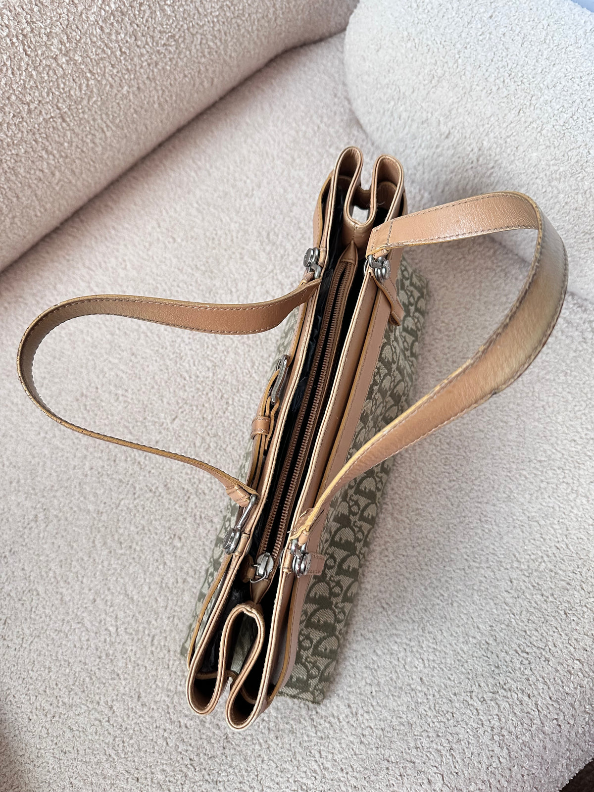 Christian Dior Green Oblique Trotter Jeans Pocket Shoulder Bag