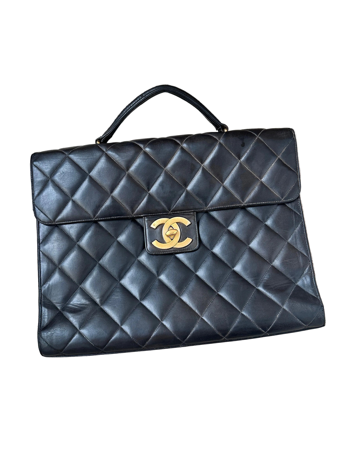 Vintage Chanel Jumbo Briefcase Business Tote Bag Rare Vintage