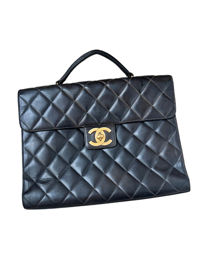 Vintage Chanel Jumbo Briefcase Business Tote Bag Rare Vintage