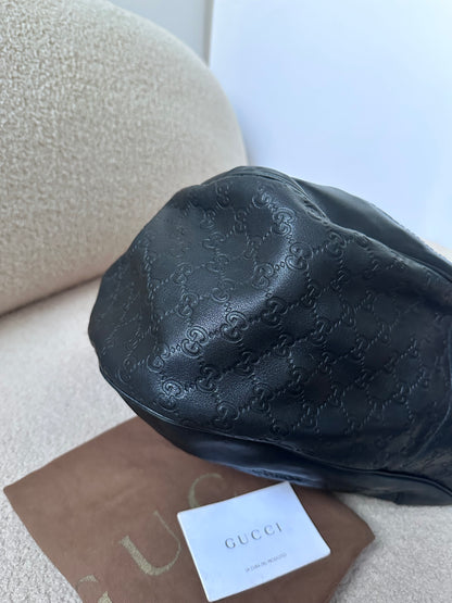 Gucci Guccissima Charlotte Large Hobo Bag with Black / Gold Tone GG Logo