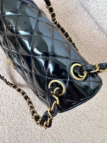 Chanel Vintage Double Face Black Quilted Classic Flap Bag
