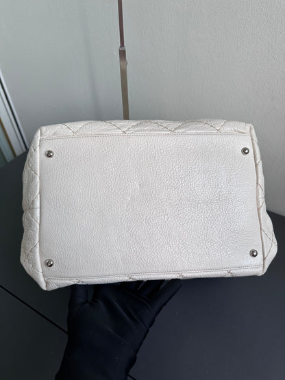 Chanel Maxi Hobo Caviar Bucket Shoulder Bag - Cream Beige / Silver Hardware