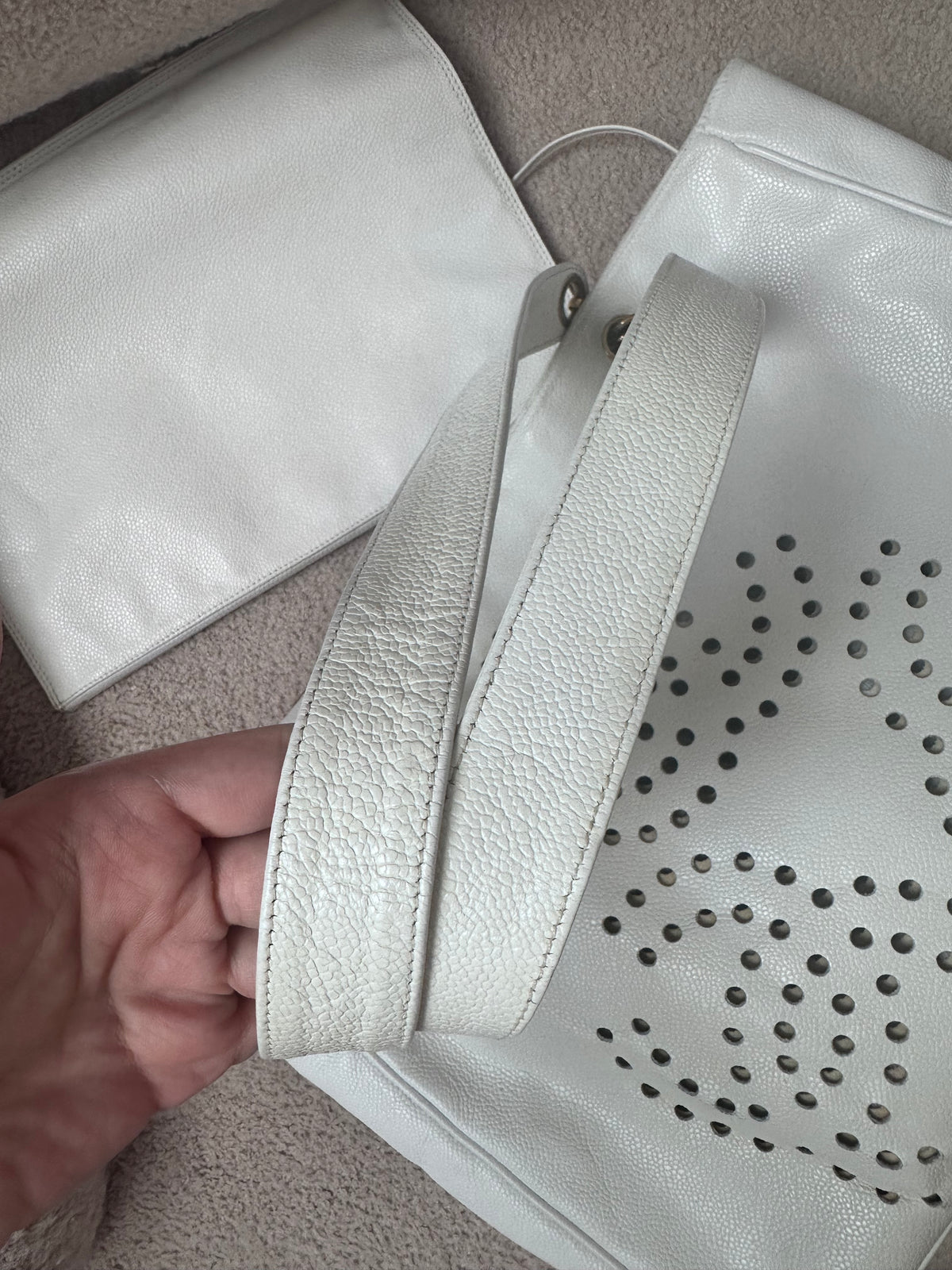 Chanel Caviar Large Perforated CC Shopping Tote Bag