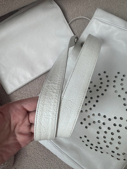 Chanel Caviar Large Perforated CC Shopping Tote Bag