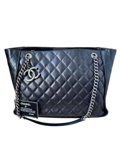 Chanel Black Quilted CC Charm Chain Tote Bag