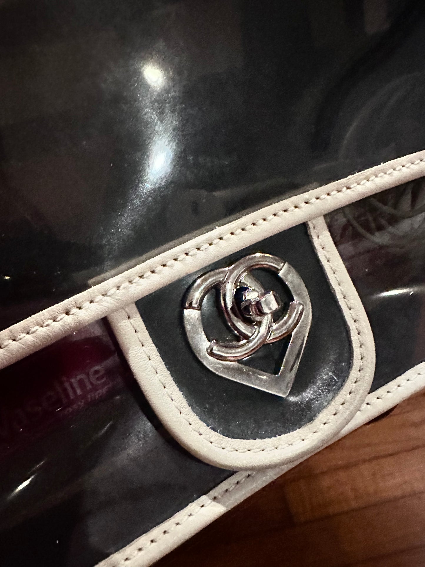 RARE Chanel 2008 Heart Lock PVC Medium Chain Flap Bag