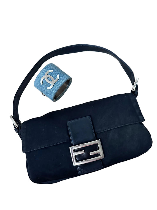 Fendi Baguette Black Nylon Leather