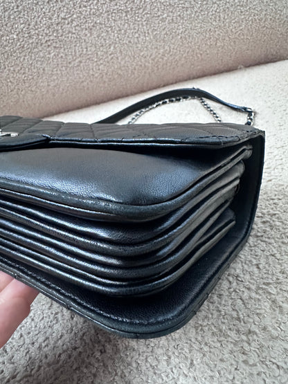 Chanel Quilted Accordion Classic Medium Flap Black SHW