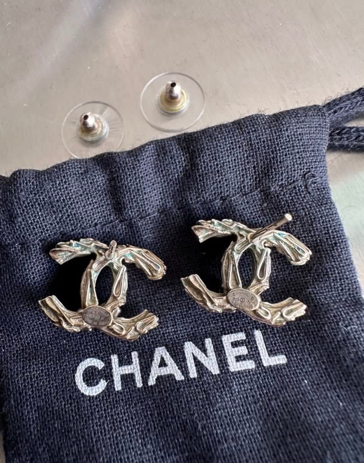 Chanel Gold Crystal CC Earrings