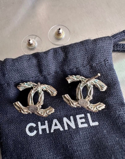 Chanel Gold Crystal CC Earrings