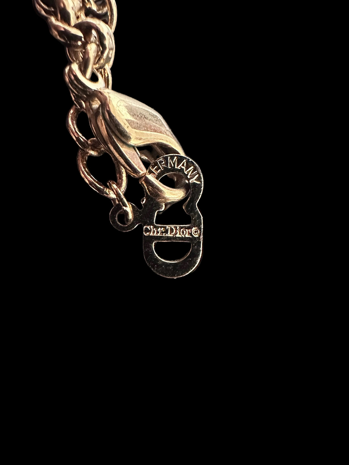 Rare Christian Dior Vintage Gold Plated Charm Necklace