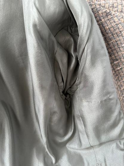 Chanel Runway Coat 00A Gold Beige Sequins Tweed Wool Long Jacket