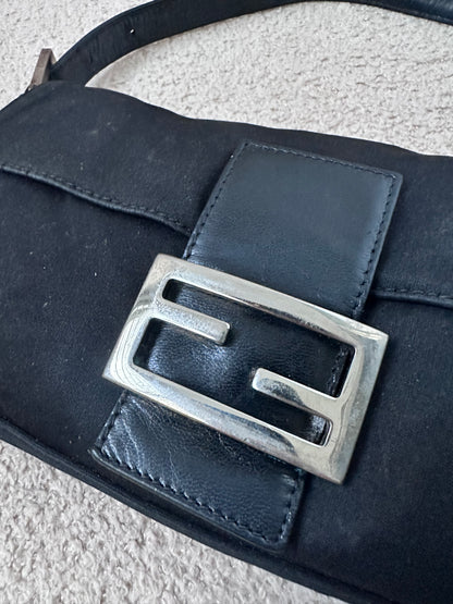 Fendi Baguette Black Nylon Leather