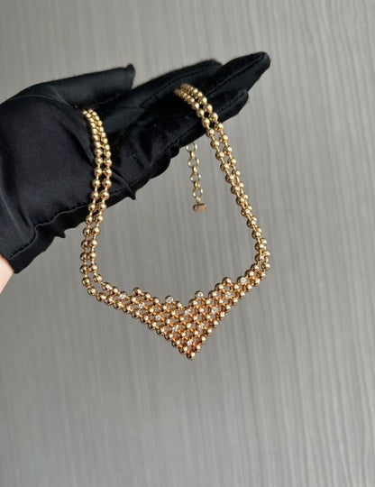 Rare Dior Vintage Gold Tone Waterfall Statement Necklace Crystals