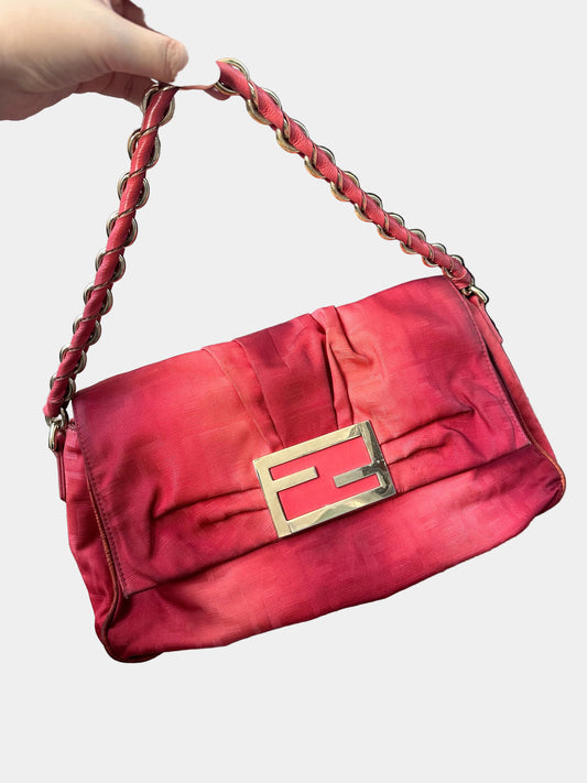 Fendi Mamma Baguette Red Fabric / Gold FF Hardware