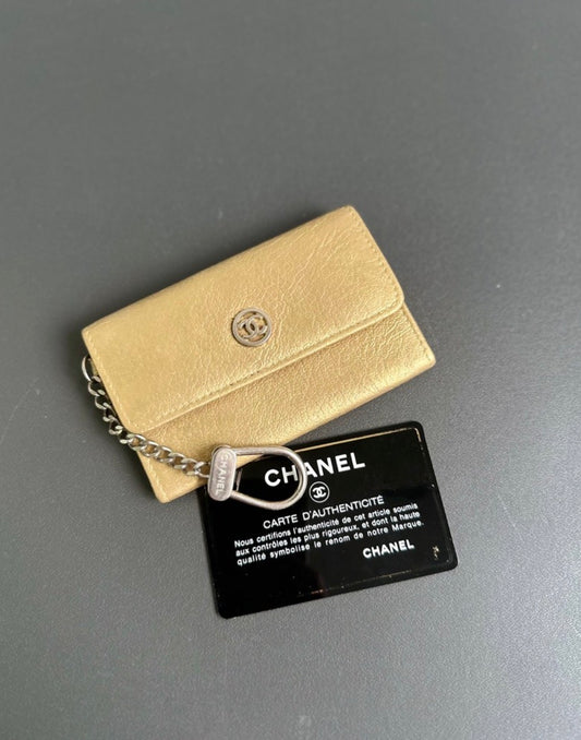 Chanel Key Pouch Bag Charm Gold Metallic