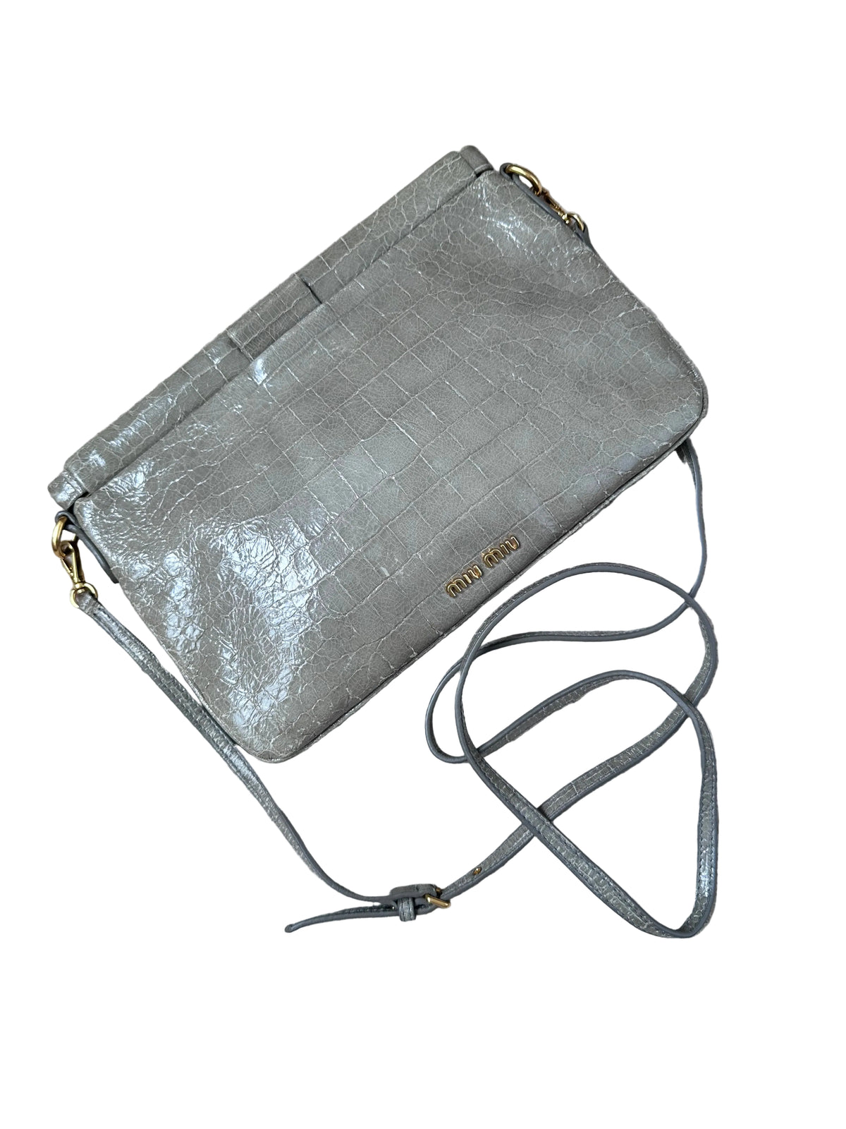 Miu Miu Crocodile Embossed Crossbody Leather Bag