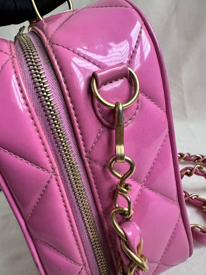 Rare Chanel 1995 Barbie Pink Medium Vanity Two Way Bag with Chain