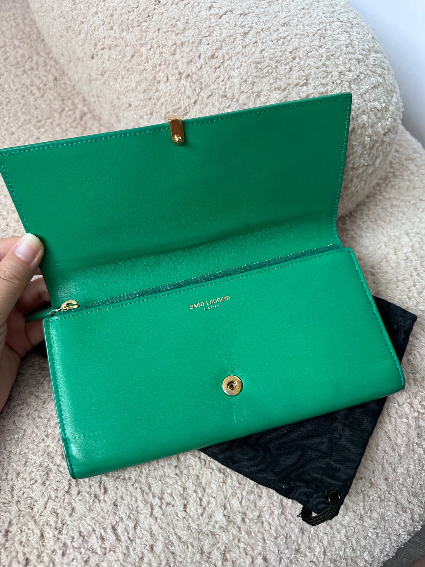 Yves Saint Laurent YSL Cabas Leather Wallet Clutch