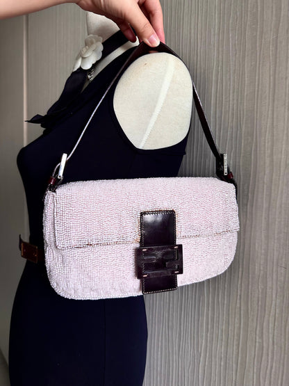 Fendi Archive Pink Full Beaded Sequin Baguette