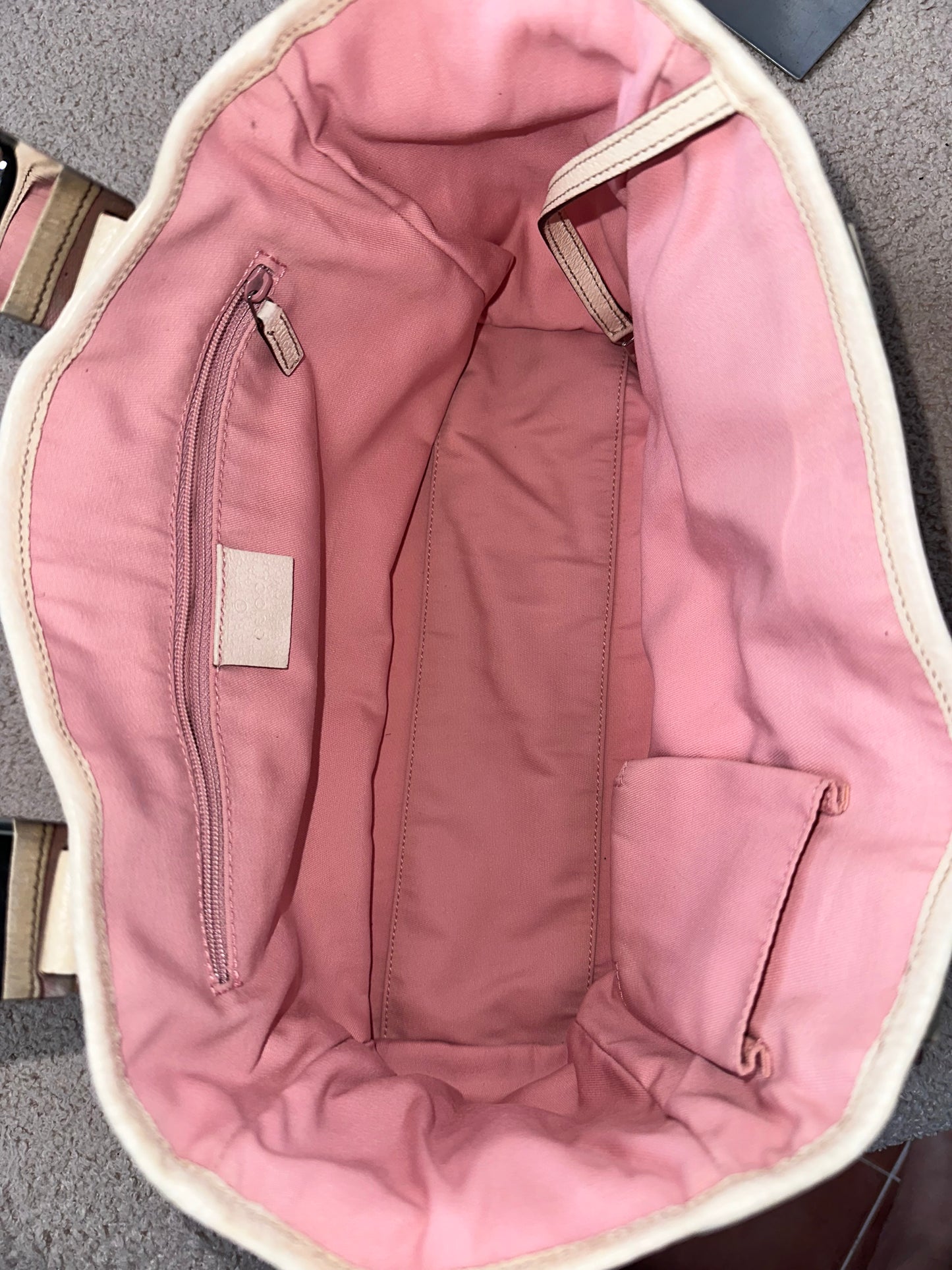 Gucci Pink GG Sherry Canvas Tote Bag