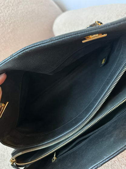 Chanel Caviar Bowling Shoppers Tote Bag - Black Gold Hardware