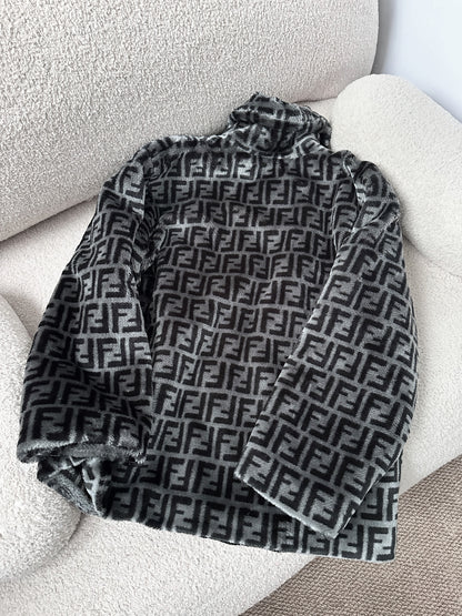 Fendi Vintage FF Monogram Plush Coat Jacket