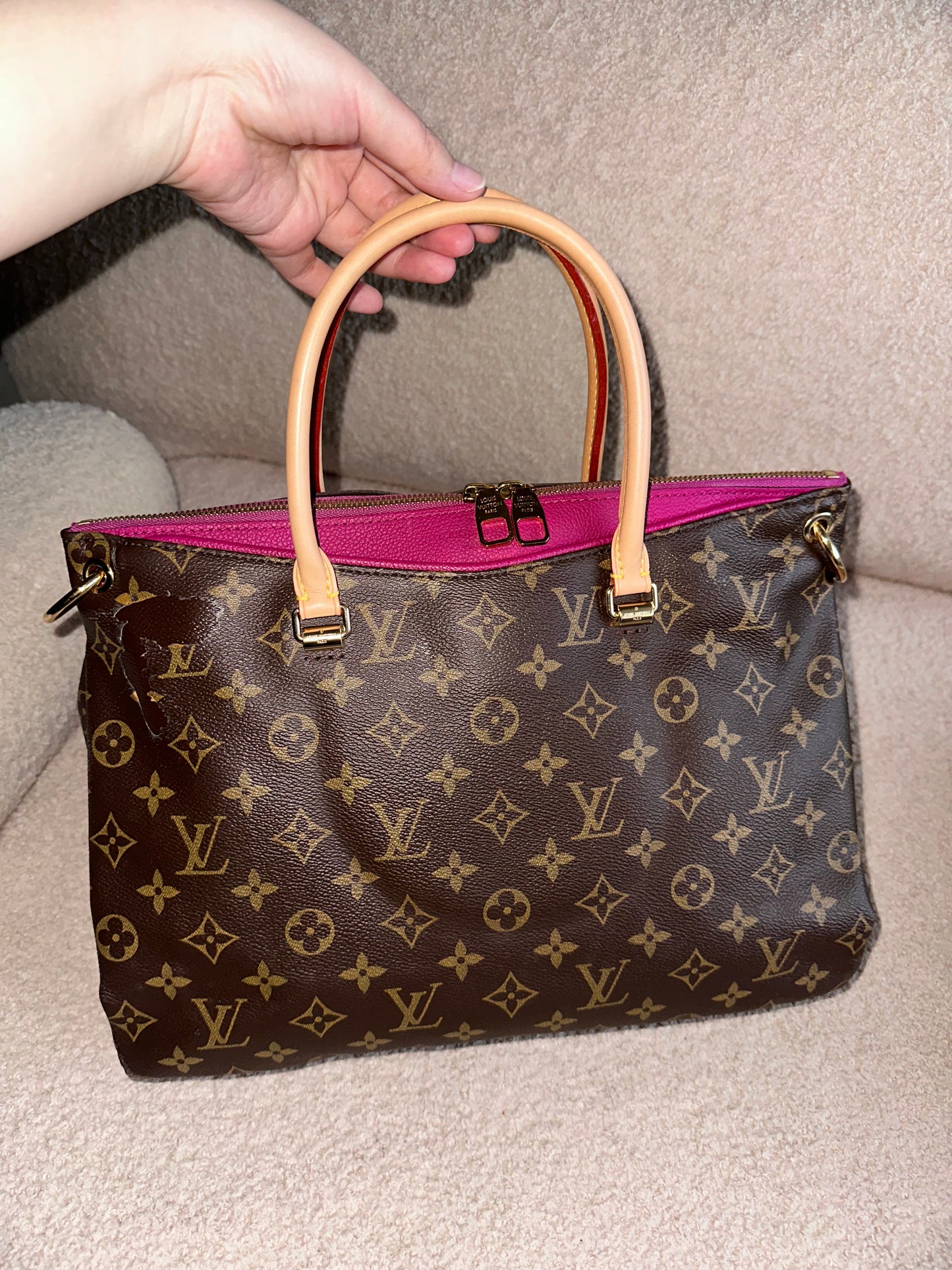 Louis Vuitton Monogram Pallas MM Tote Bag - Rose Fuchsia