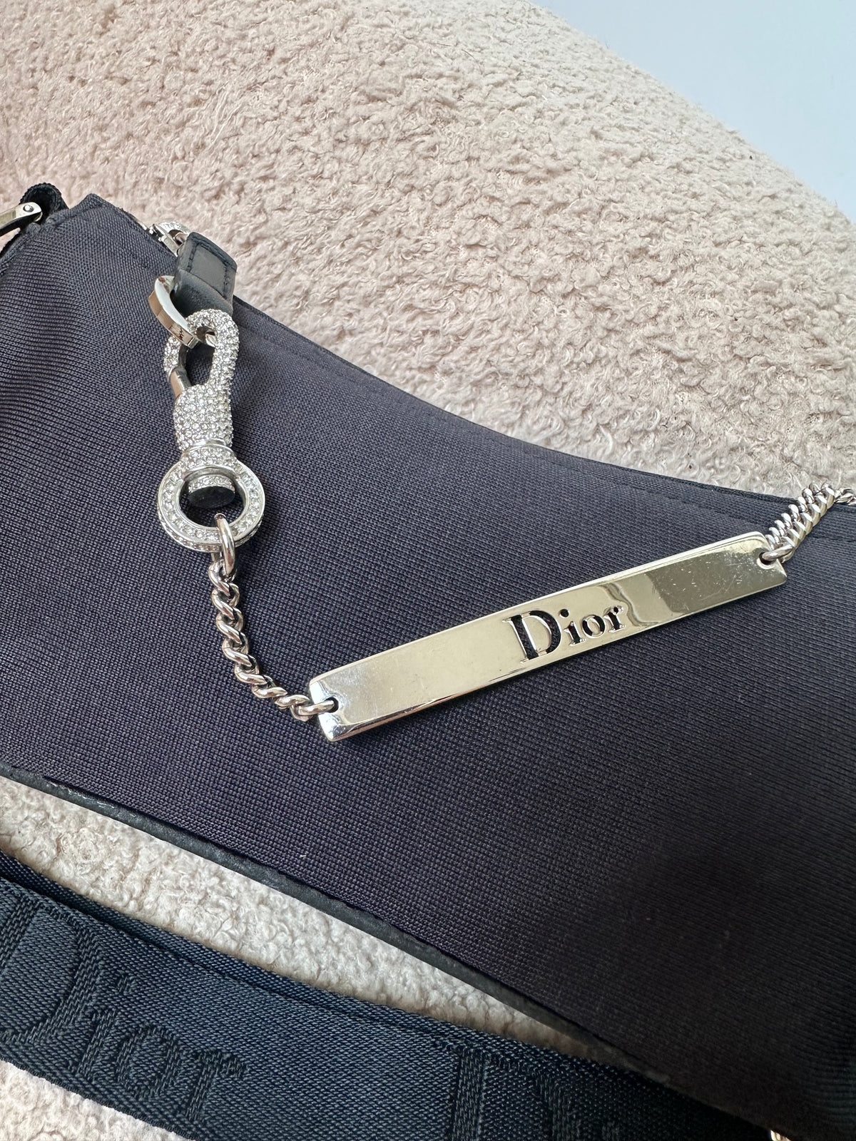 Dior John Galliano Hardcore Small Hobo Bag Crystal Logo