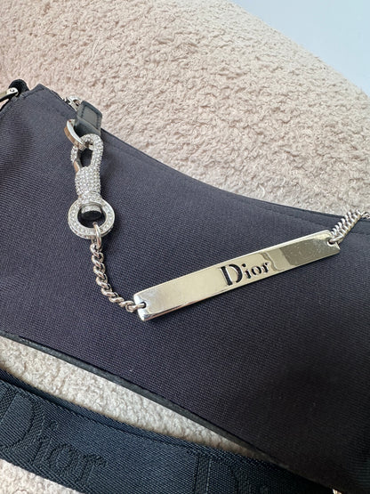Dior John Galliano Hardcore Small Hobo Bag Crystal Logo