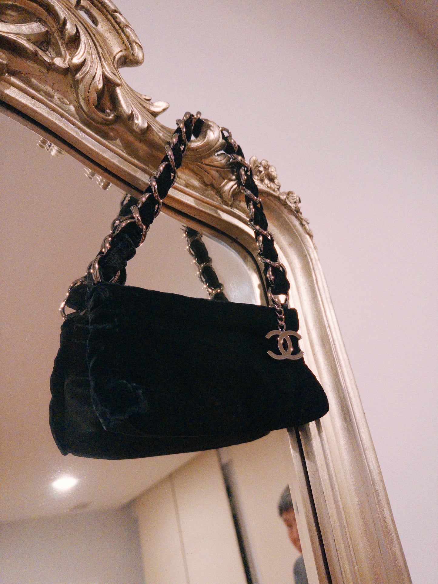 Chanel East West Hobo Mini Velvet Shoulder Bag