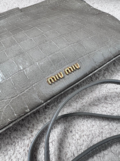 Miu Miu Crocodile Embossed Crossbody Leather Bag