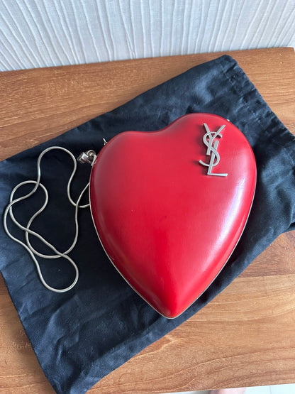 RARE Yves Saint Laurent Love Box Heart Minaudiere Clutch Bag Crossbody Bag YSL