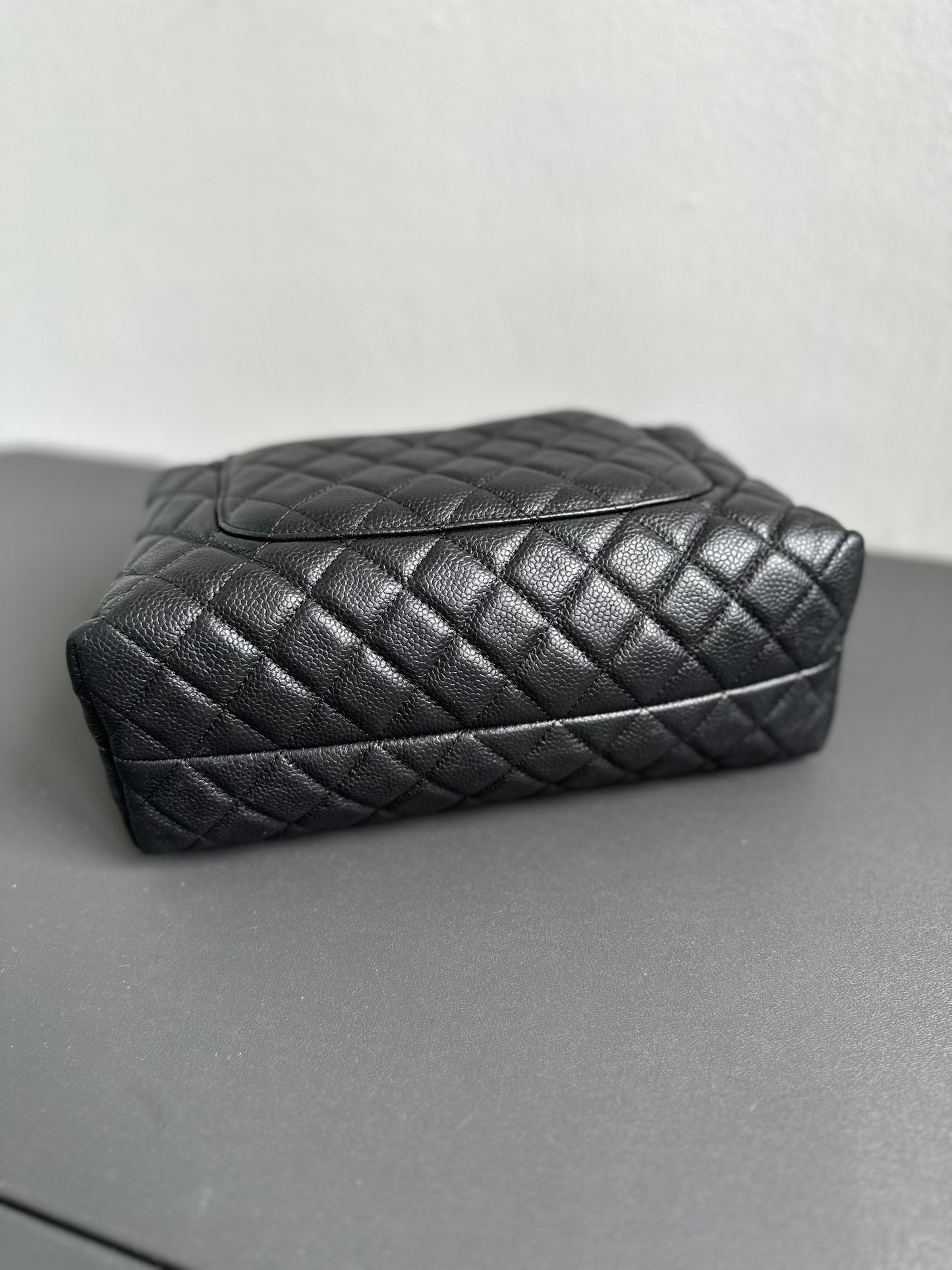 Chanel Caviar Hobo Lunchbox Top Handle Back Silver Hardware