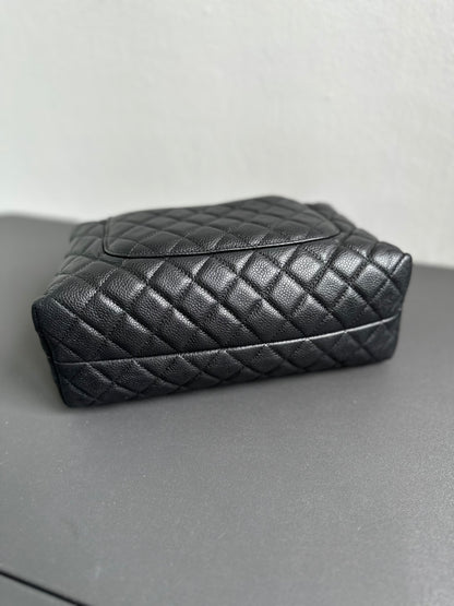 Chanel Caviar Hobo Lunchbox Top Handle Back Silver Hardware