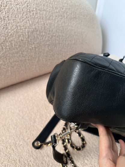 Chanel Caviar Large Vintage Quilted CC Backpack - Black / 24k Gold Plated Hardware