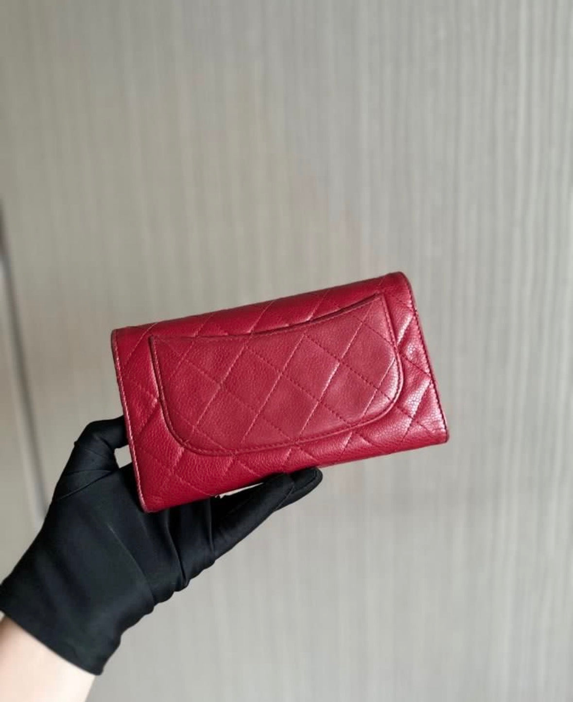 Chanel Caviar Classic Trifold Long Wallet Red Silver Hardware
