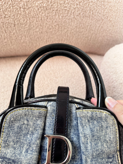 Dior John Galliano “Miss Diorella” Speedway Denim Bowler Bag