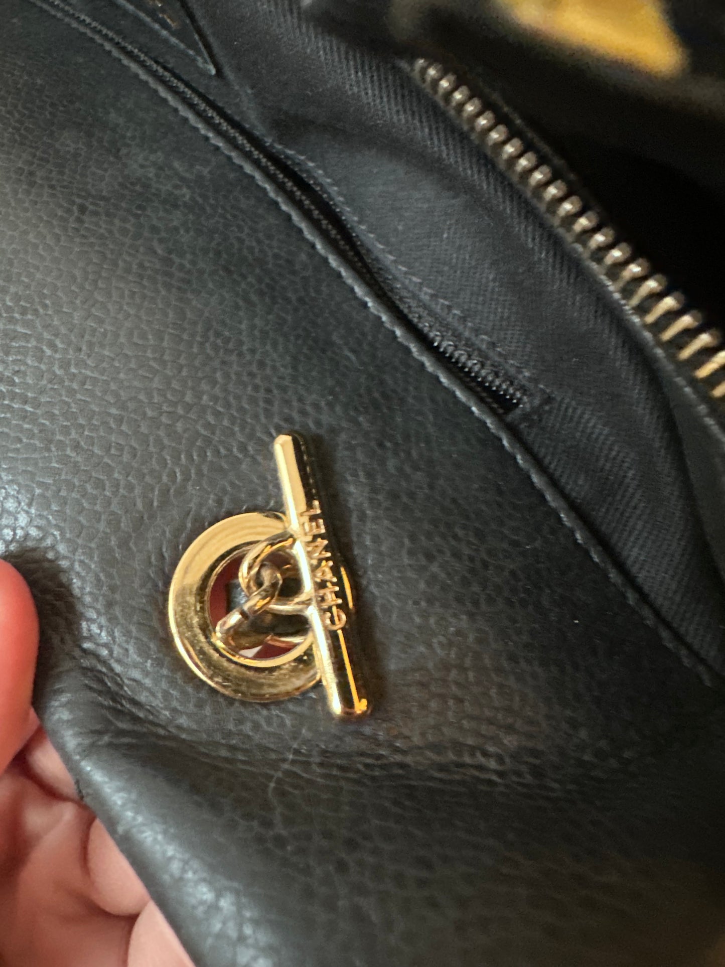 Chanel Caviar Bowling Shoppers Tote Bag - Black Gold Hardware
