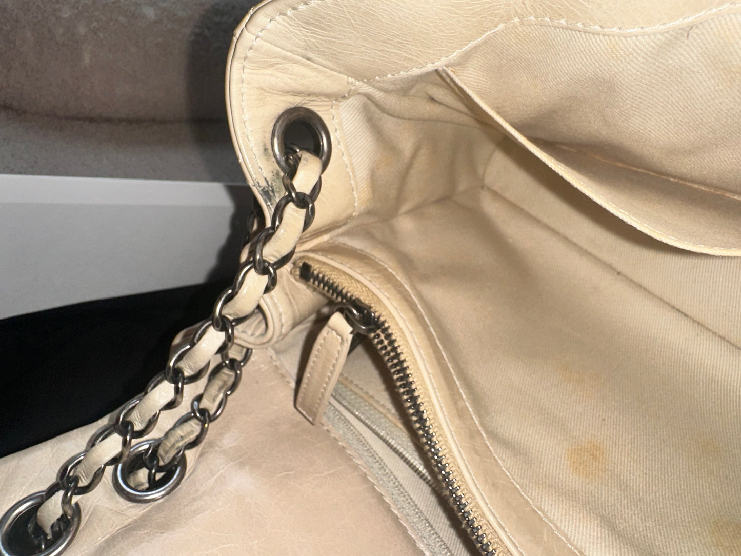 Chanel Large Classic Flap Bag Beige Calfskin